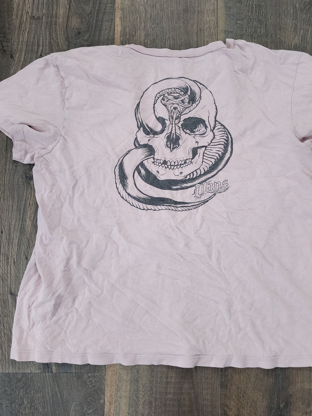 Vans Pale Pink Short Sleeve Tee with Skull & Snake Graphic